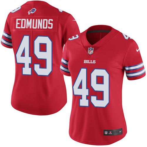 Nike Bills #49 Tremaine Edmunds Red Women's Stitched NFL Limited Rush Jersey - Click Image to Close